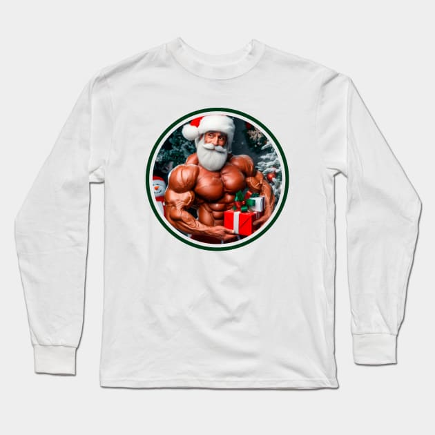 Receiving Santa's gift at the Gym Long Sleeve T-Shirt by muscle